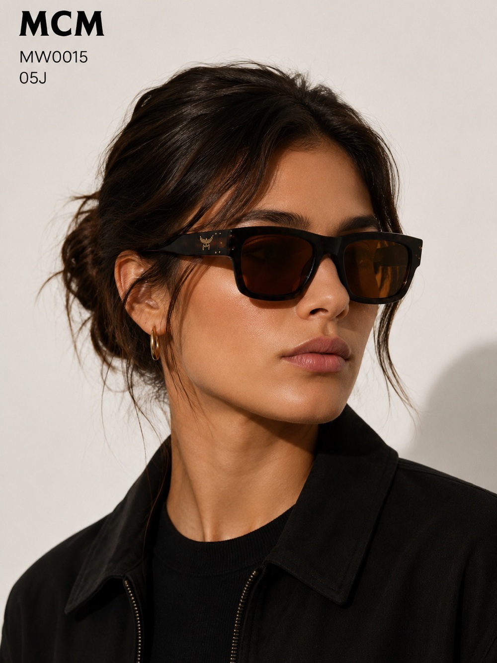 MCM Black Tortoiseshell Frame Sunglasses with Brown Lenses
